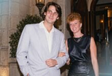 Recreated 1990s-style editorial scene inspired by Tony Hadley and Leonie Lawson's era
